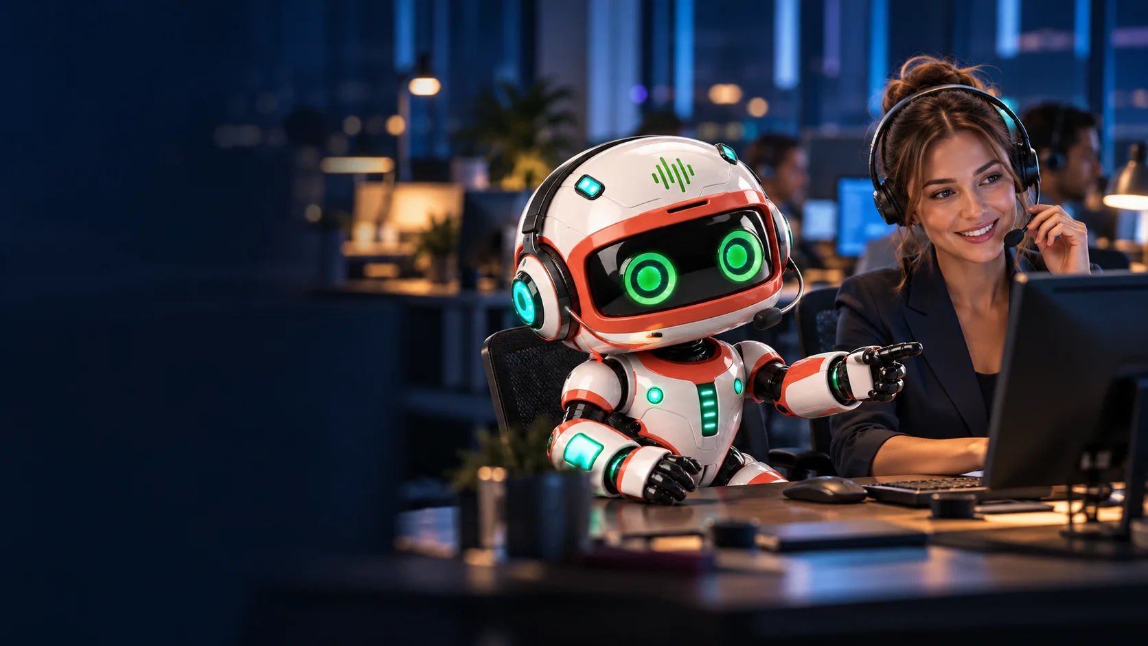 Oscar handing a call to a contact centre advisor